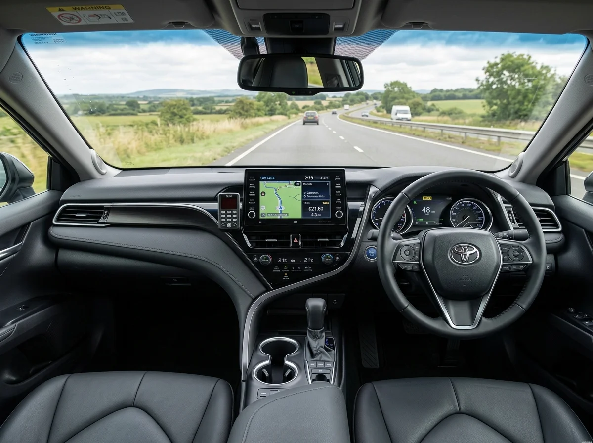 Commercial taxi vehicle cockpit and steering wheel