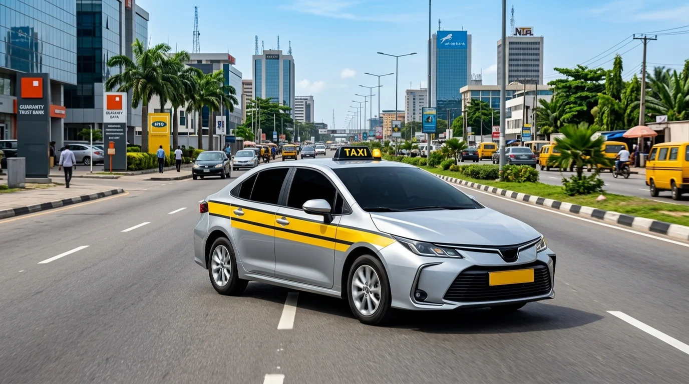 Silver sedan on a Lagos city street for JekaGo Ride
